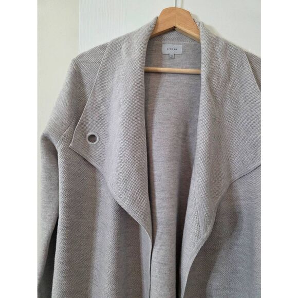 JIGSAW Ring Fastening Pique Wool Cardigan M - Picture 5 of 12
